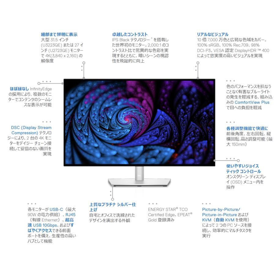 DELL デル デジタルハイエンドシリーズ31.5インチ 4K HDR USB-C HUB