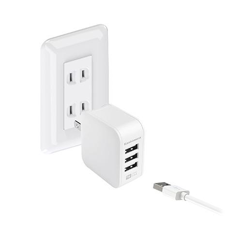 AC/USB充電器 USB-A 3ポート出力合計5V 3.6A(18W) ホワイト(AC018) |  | 02