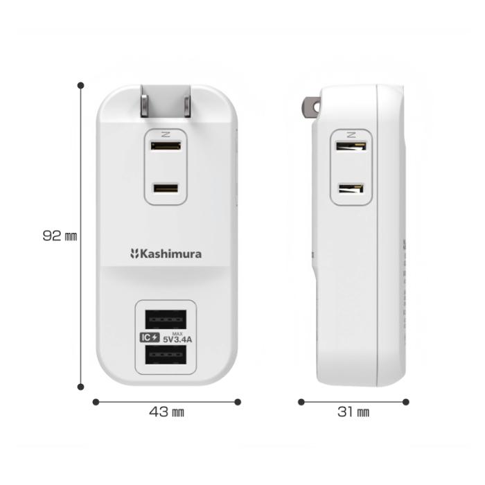 電源タップ リバーシブルUSB Type-Aポート 2ポート合計17W/ACコンセント3口合計1400Wまで対応(AC067) |  | 05