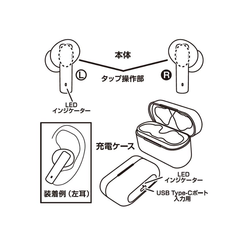 Bluetooth5.0 完全ワイヤレス ステレオイヤホン 外音取込/ANC 充電ケース付【ホワイト】(BL115) |  | 02