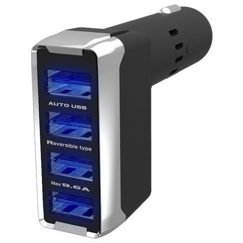 合計最大9.6A出力 リバーシブルUSB×4ポート DC充電器(DC023) | 