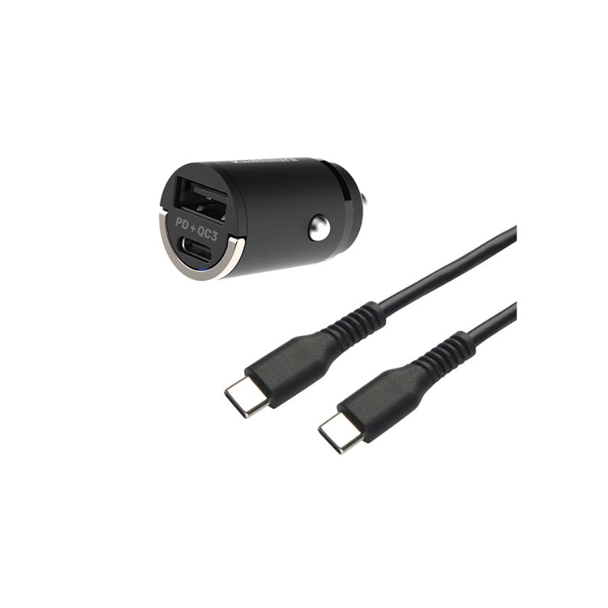 最大20W出力 USB PD規格対応/QuickCharge3.0規格対応リバーシブルUSB 2ポート DC充電器 【充電用ケーブル付】(DC042) | 