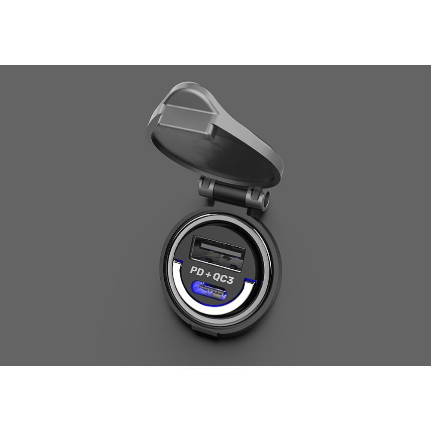 最大20W出力 USB PD規格対応/QuickCharge3.0規格対応リバーシブルUSB 2ポート DC充電器 【充電用ケーブル付】(DC042) |  | 01