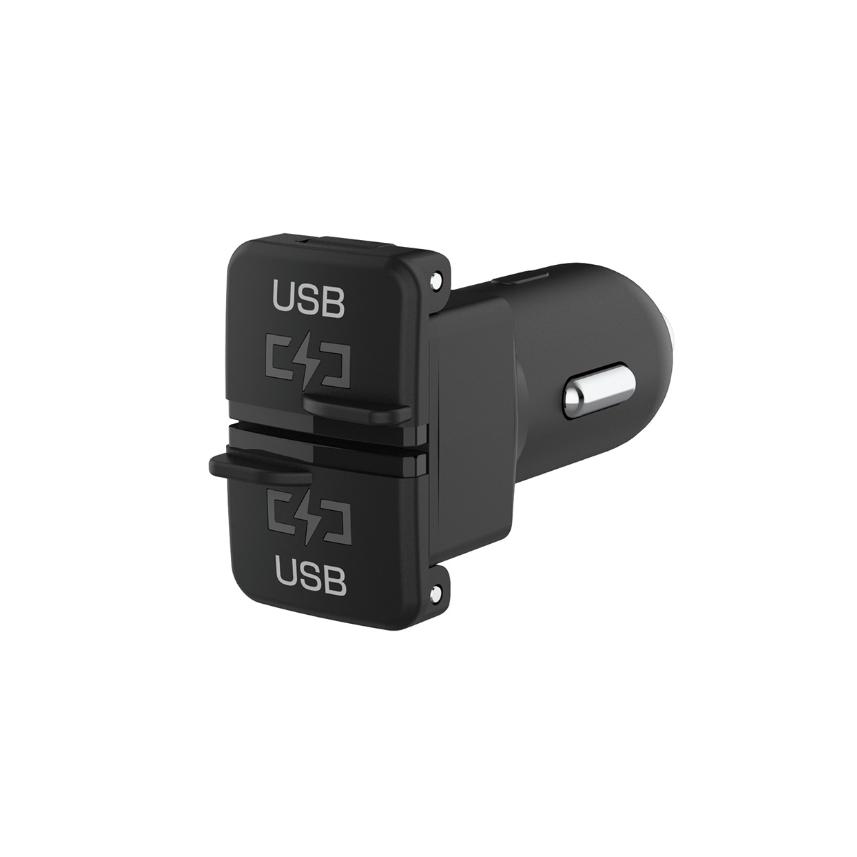 純正風USBポートデザイン 合計最大4.8A出力 リバーシブルUSB×2ポート DC充電器(DC048) | 
