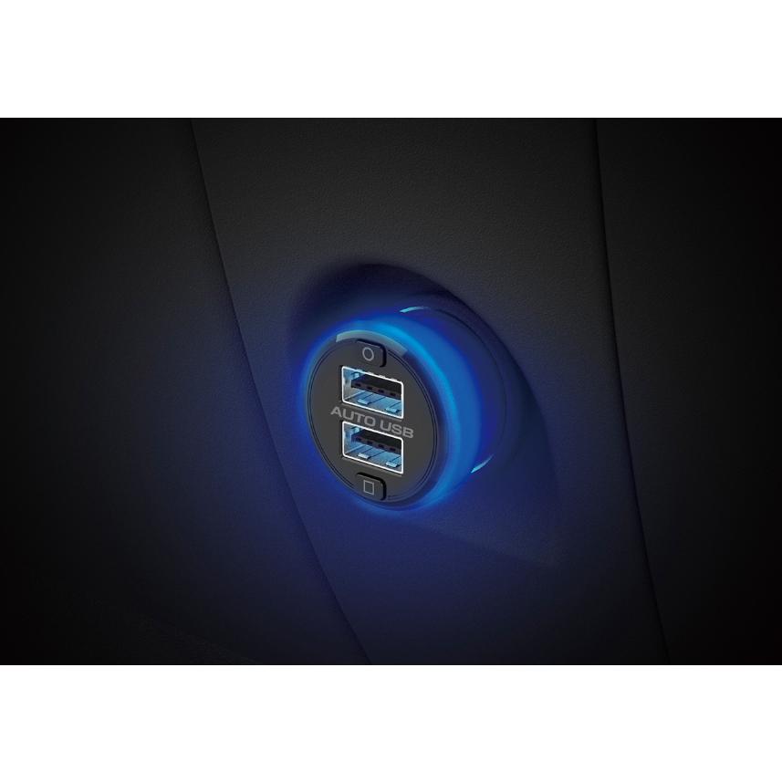 360°発光アンビエントライト搭載。合計最大4.8A出力 リバーシブルUSB×2ポート DC充電器(DC049) | 