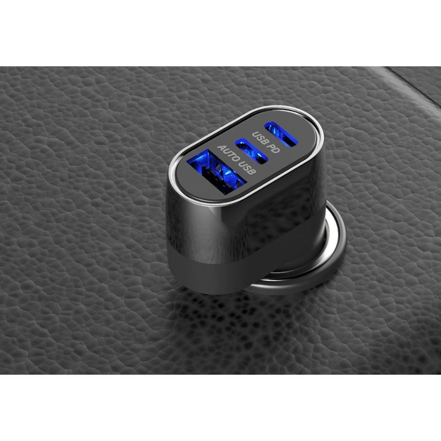 USB PD最大20W出力×2ポート/リバーシブルUSB-A×1ポート搭載 DC充電器(DC060) |  | 02