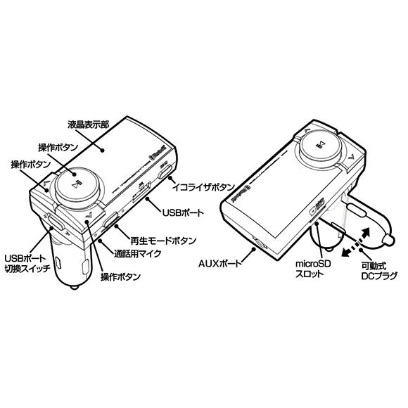 Bluetooth FMトランスミッター EQ AUX MP3プレーヤー付(KD217) |  | 05