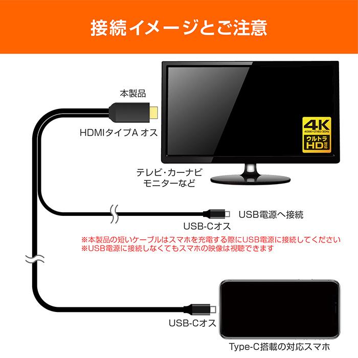 HDMI変換ケーブル Type-C専用 PD(KD266)｜kashimura｜05