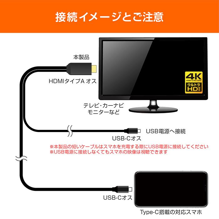 HDMI変換ケーブル Type-C専用 PD(KD266) : ネットショップカシムラ