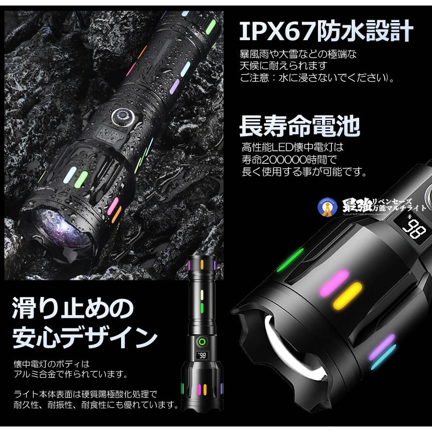最強 懐中電灯 led 強力 液晶画面デジタル 2000LM 5つの点灯 最強 懐中電灯 led 強力 液晶画面デジタル 2000LM 5つの点灯