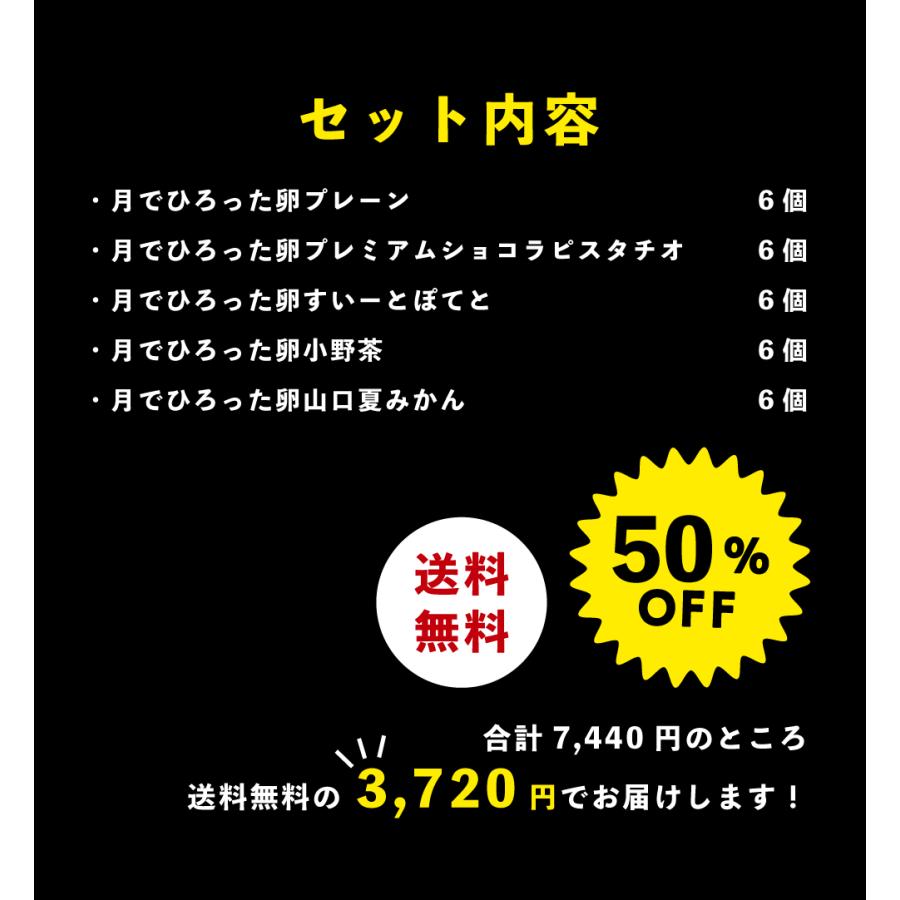 【おまけ付】果子乃季 ブラックフライデー福袋2023 5種30個入 50%OFF 数量限定 全国送料無料 ブラックフライデー 月でひろった卵 期間限定｜kasinoki｜06