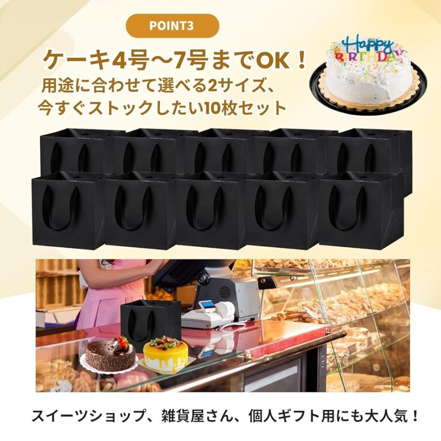 紙袋 手提げ ギフト用 マチ広 ギフトバッグ 大 黒 正方形 25cm角 10枚