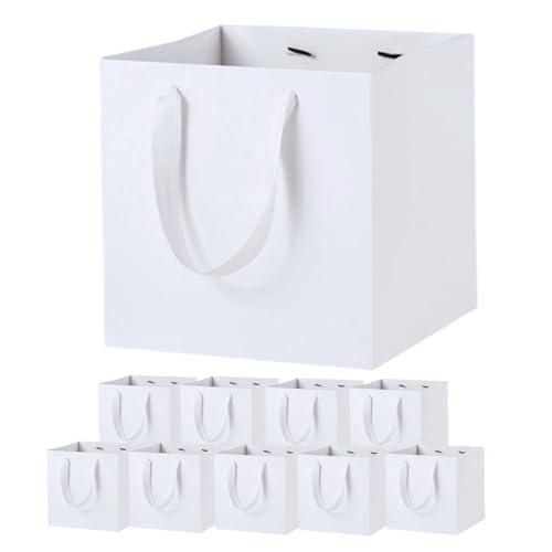 紙袋 手提げ ギフト用 マチ広 ギフトバッグ 大 白 正方形 25cm角 10枚