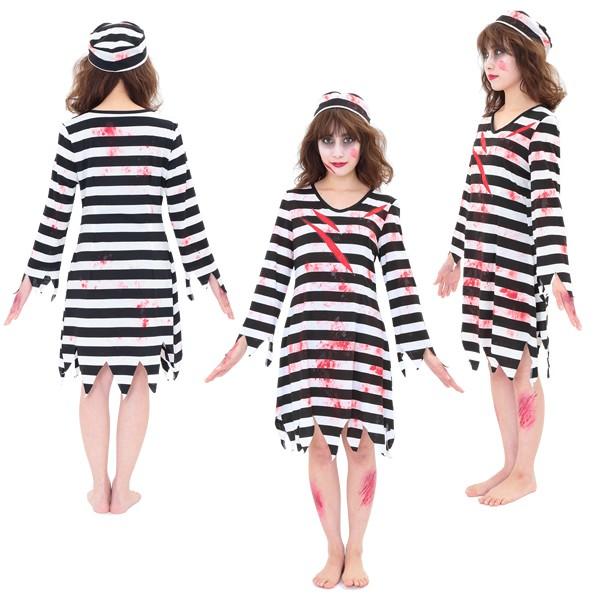 囚人 コスチューム 女性 ブラッディープリズナー レディース 囚人服 コスプレ ハロウィン 衣装 学園祭 文化祭 血のり 女性 コスチュームで仮装大賞 通販 Yahoo ショッピング