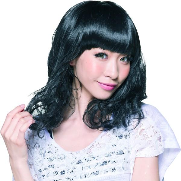 耐熱 ウィッグ ミディアム パーマ 黒髪 かわいい おしゃれ コスプレ