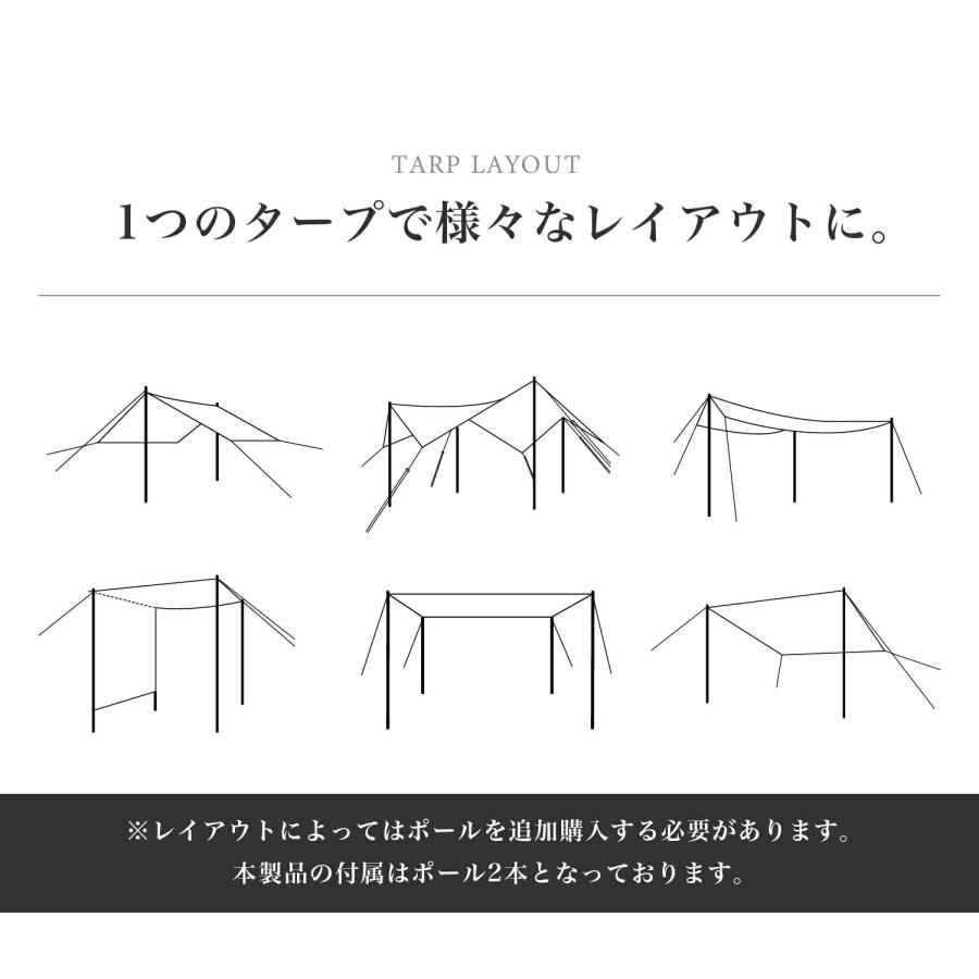 スモア 北欧風 タープ テント 収納バッグ付き ポリコットン 撥水 UVカット アウトドア 日除け 通気 収納ケース UPF50+ 抗菌【 Tarppi square-500 】_10