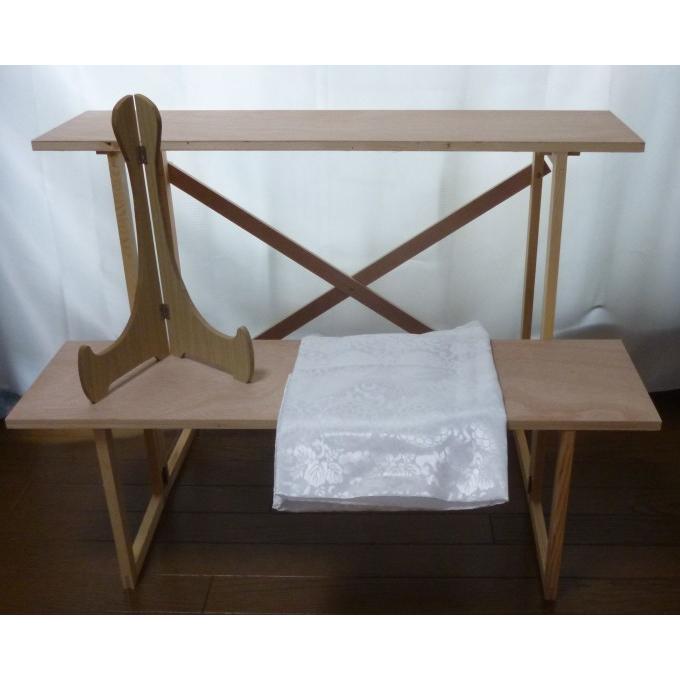 木製後飾り祭壇 3尺二段 白布・写真立て付き 即日発送可！ : 家送葬