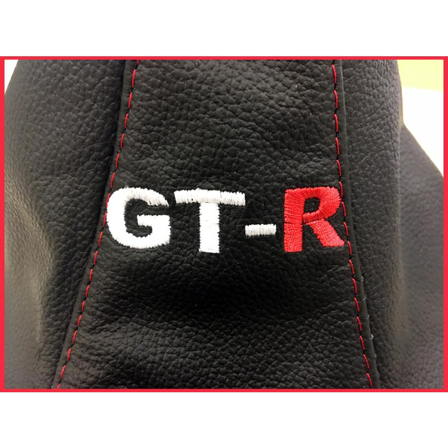日産 スカイライン GTR R34 黒レザー GT-R ロゴ入り 赤ステッチ シフトブーツ サイドブレーキブーツ  新品｜kassist｜06