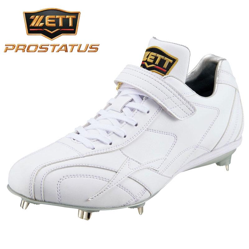 野球 スパイク28.0cm PROSTATUS P皮右 BSR2978WH ゼット（ZETT） 野球用スパイク プロステイタス ホワイト 金具埋込式