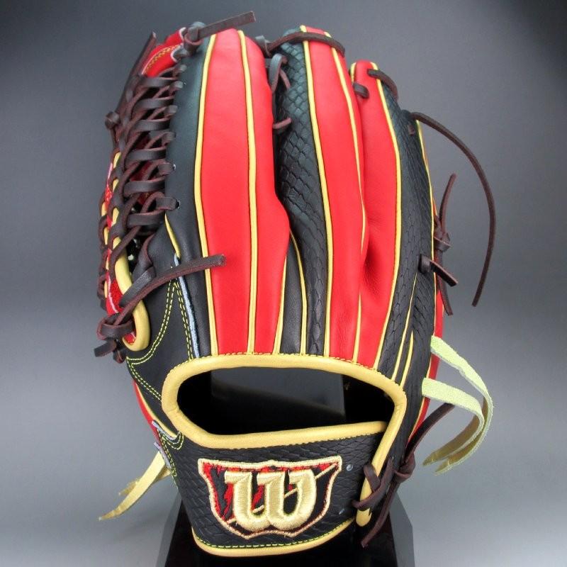 ウィルソン スタッフ 軟式グラブ カスタムオーダー 外野手用 左投げ WILSON D8 ブラック/レッド｜kasukawa｜02