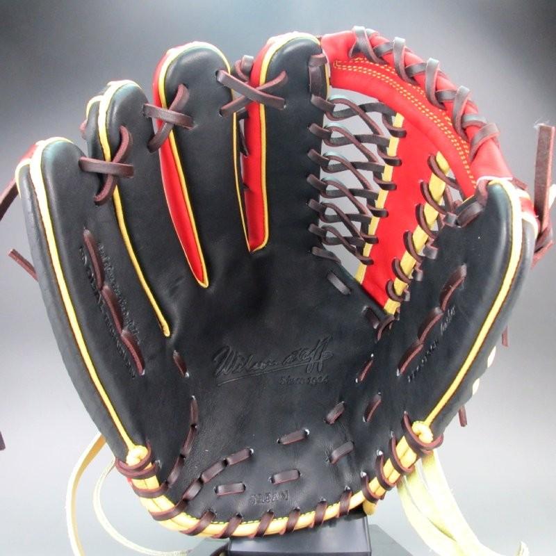 ウィルソン スタッフ 軟式グラブ カスタムオーダー 外野手用 左投げ WILSON D8 ブラック/レッド｜kasukawa｜03