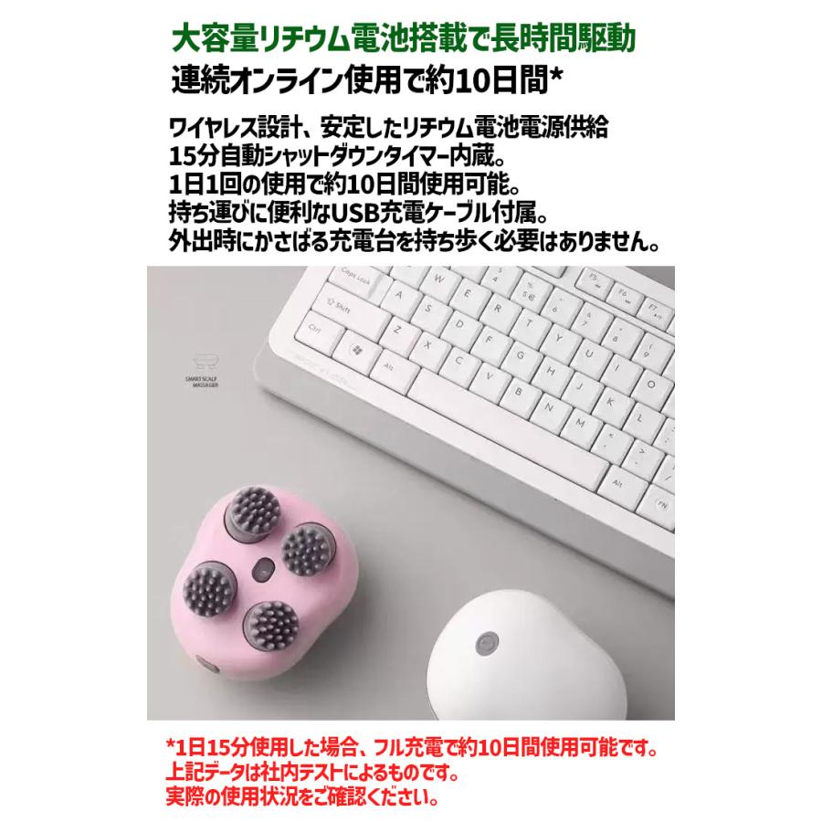 ヘッドマッサージャー 頭皮もみ 赤色LED光 電動頭皮ブラシ シャンプー
