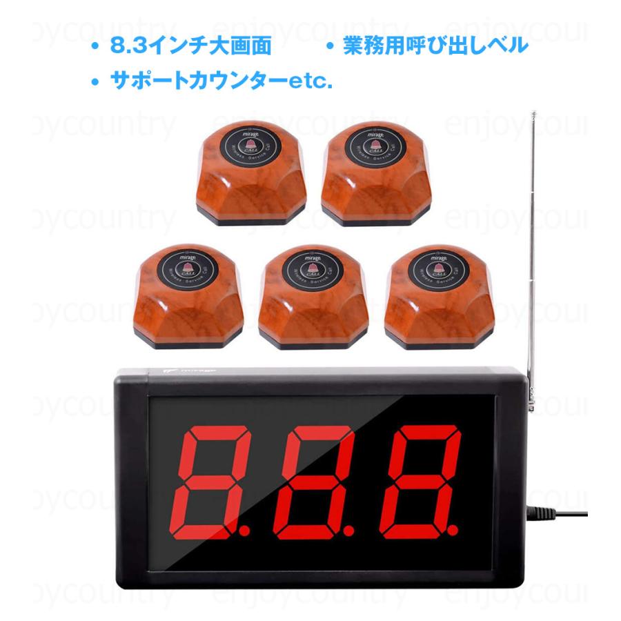 ワイヤレスチャイム 呼び出しベル 高輝度LED 3桁表示 コードレスチャイム チャイム ナースコール スタッフ呼び出しベル よびだしチャイム_1