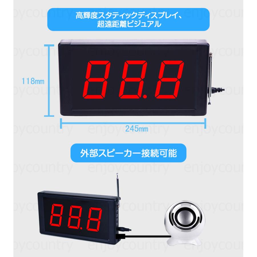 ワイヤレスチャイム 呼び出しベル 高輝度LED 3桁表示 コードレスチャイム チャイム ナースコール スタッフ呼び出しベル よびだしチャイム_4