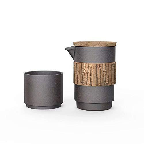 最新作 Slevee Wood Set, Tea Ceramic Travel Series Artisan DHPO with wit Set Teapot その他食器、カトラリー