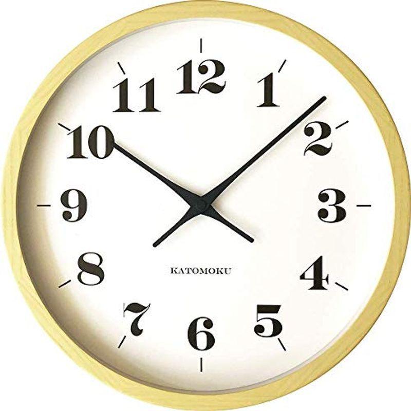 超人気高品質 12 clock wall round muku KATOMOKU イエロー φ306mm km-97YRC 連続秒針ムーブメント 電波時計 掛け時計、壁掛け時計