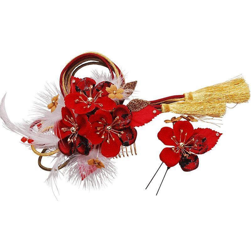 夏セール開催中 Max80 Off 組紐付き花髪飾り かんざし 髪型 和装 着物 袴 卒業式 振袖 成人式 梅 レッド 赤 かんざし 髪飾り Demolition Training