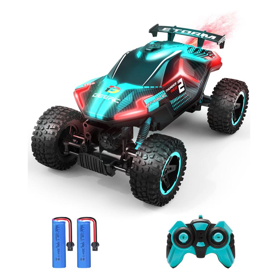 DEERC ラジコンカー 子供向け オフロード 4WD 水スプレー 清涼感