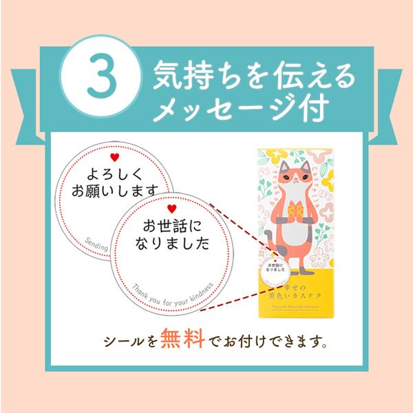 退職 お菓子 プチギフト ( 引っ越し 転勤 産休 育休 2024 スイーツ 職場 子供 猫 母の日 挨拶 会社 ギフト 動物 ) ねこ パンダ 黄色いカステラ 0.3号 T300｜kasutera1ban｜07