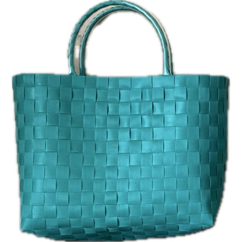 2501【お散歩チェックM エメラルドグリーン／ゴールド】ベトナム