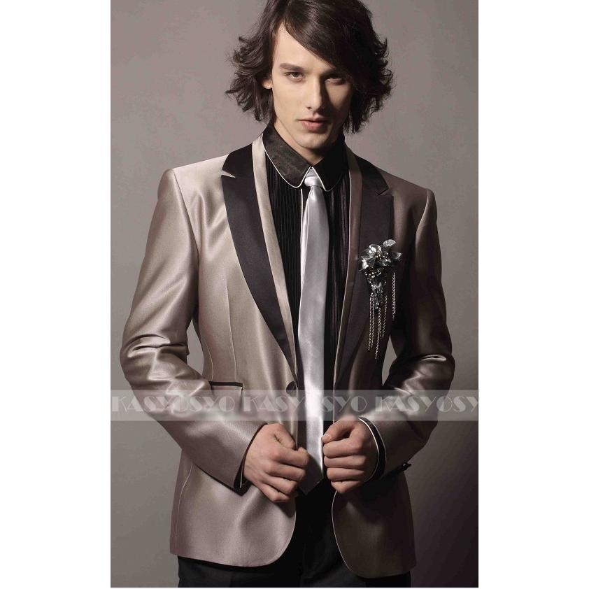 Jm170 タキシード人気のカーキ茶色ジャケット 黒パンツ グレータイ 胸飾り ４点セット Jm170 Kasyosyoドレスショップ Yahoo店 通販 Yahoo ショッピング