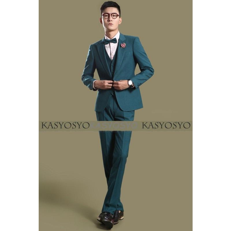 フォレストグリーンタキシードジャケット＆パンツ＆ポケット