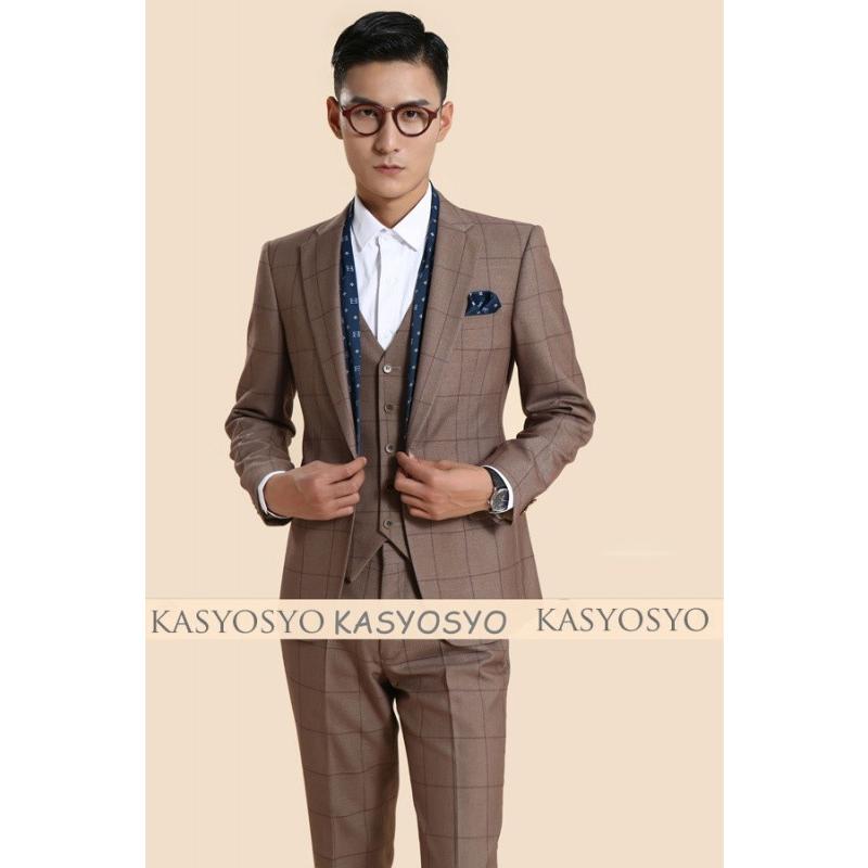 茶色タキシードジャケット パンツ ポケットチーフ スカーフ ベスト 5点セット M M Kasyosyoドレスショップ Yahoo店 通販 Yahoo ショッピング