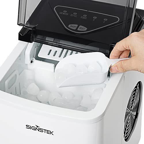 Signstek 小型製氷機 家庭用 高速 コンパクト 自動洗浄機能付き 最短6分 アイス 氷 アイスメーカー 自動製氷 業務用 卓上 日本語取扱説明