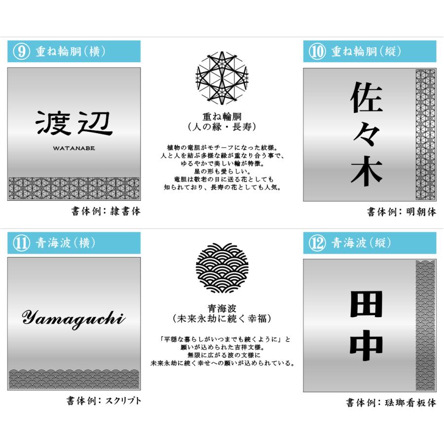 かたちラボ 表札 風水 開運 縁起の良い吉祥文様入り ネームプレート