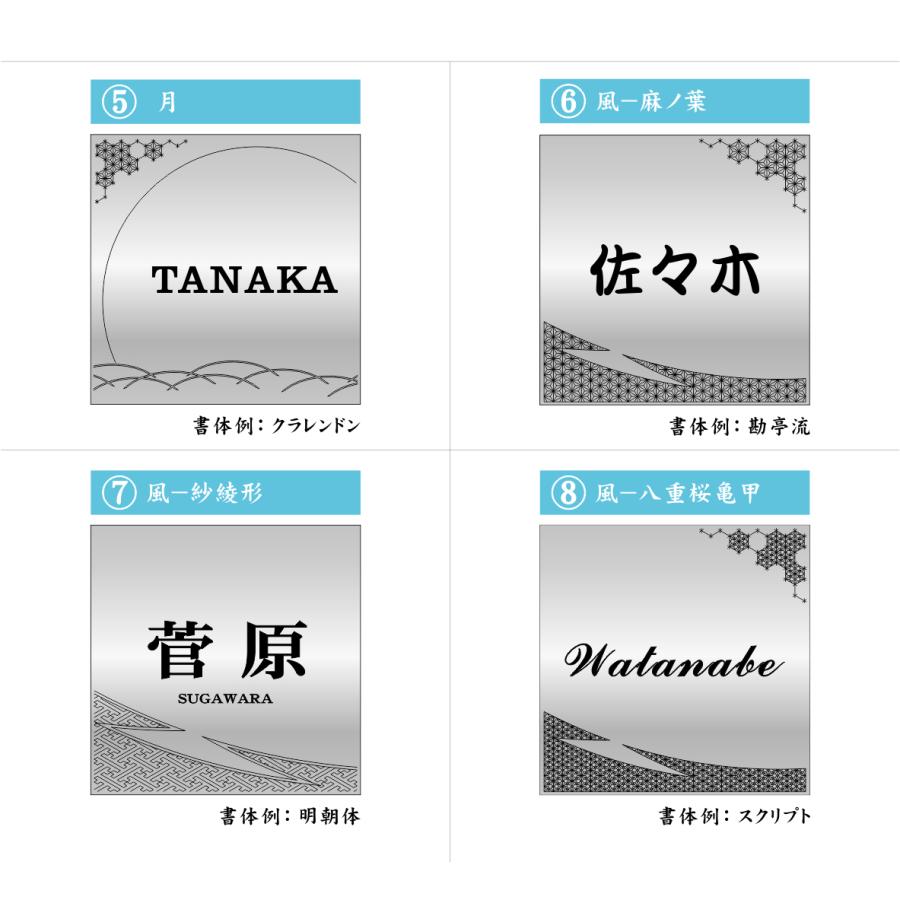 かたちラボ 表札 風水 開運 和風 和柄文様入り表札 ステンレス調