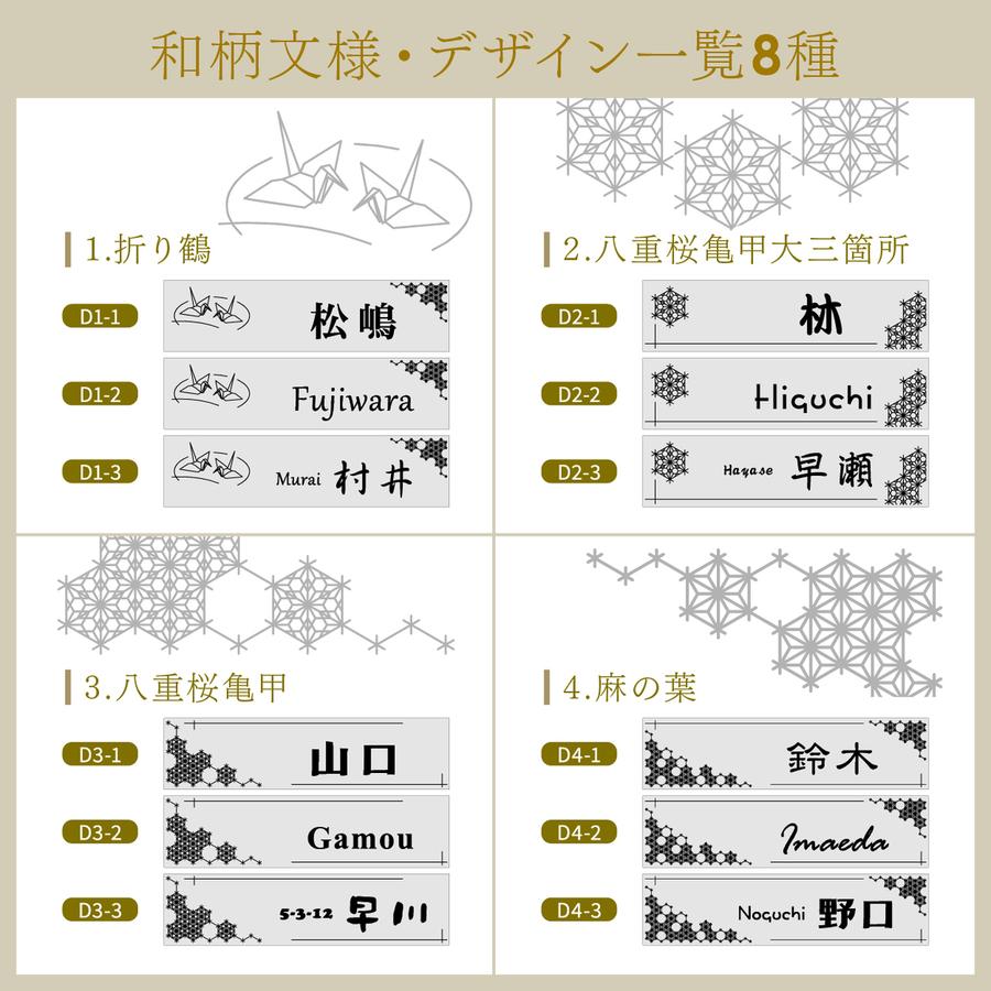 かたちラボ 表札 マグネット 風水 開運 和風 和柄文様入り表札