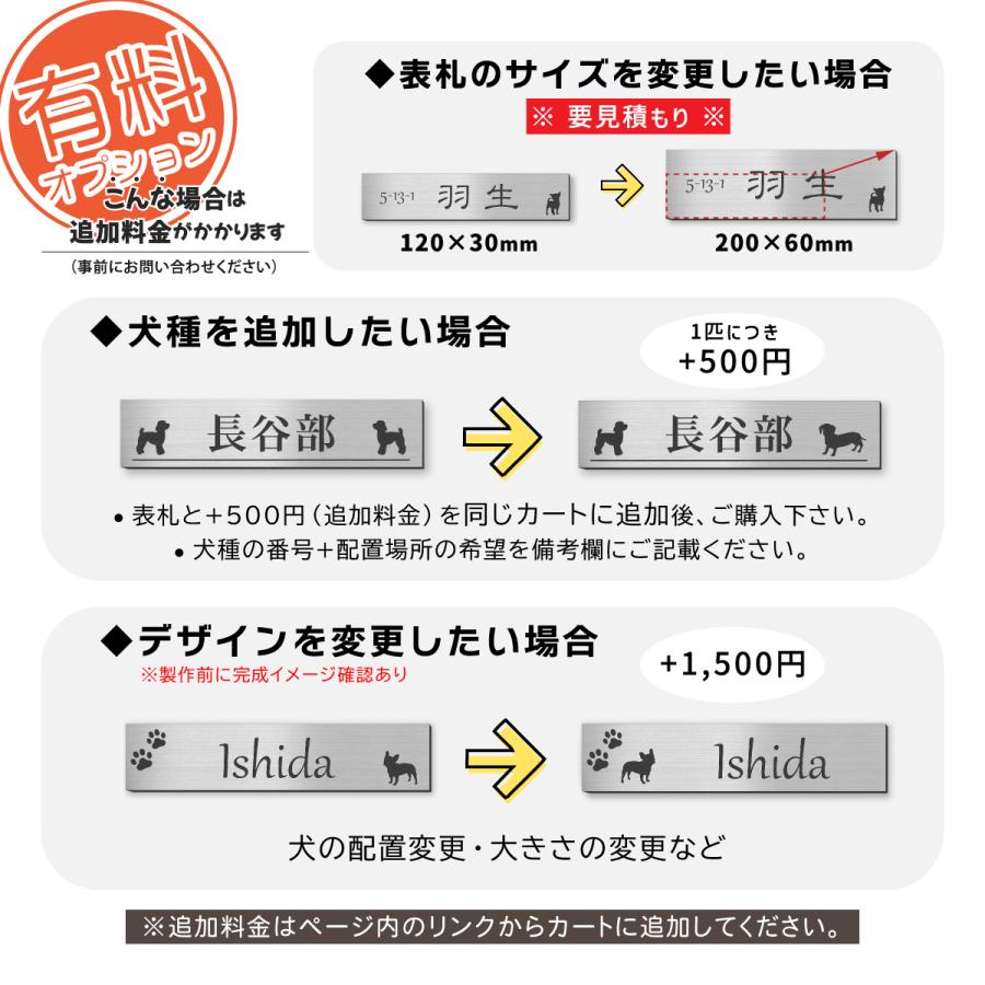 かたちラボ 表札 犬 ステンレス調 シルバー 150×35 M トイプードル