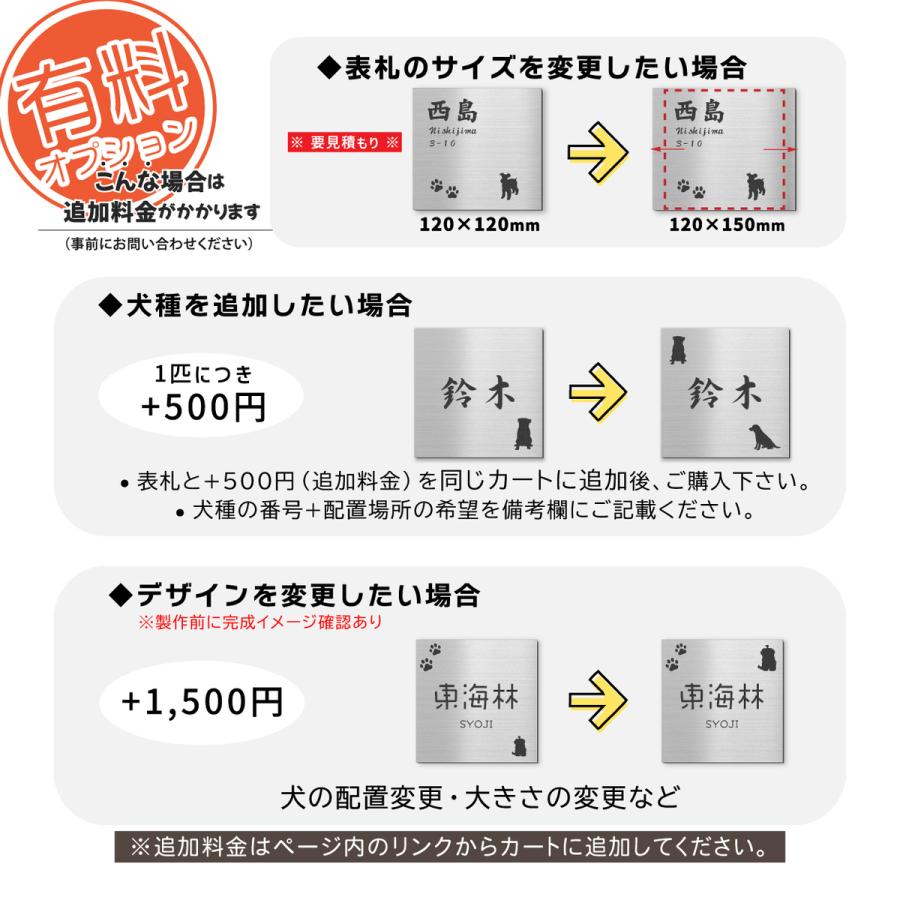 かたちラボ 表札 犬 ステンレス調 シルバー 130×130 M 正方形 四角
