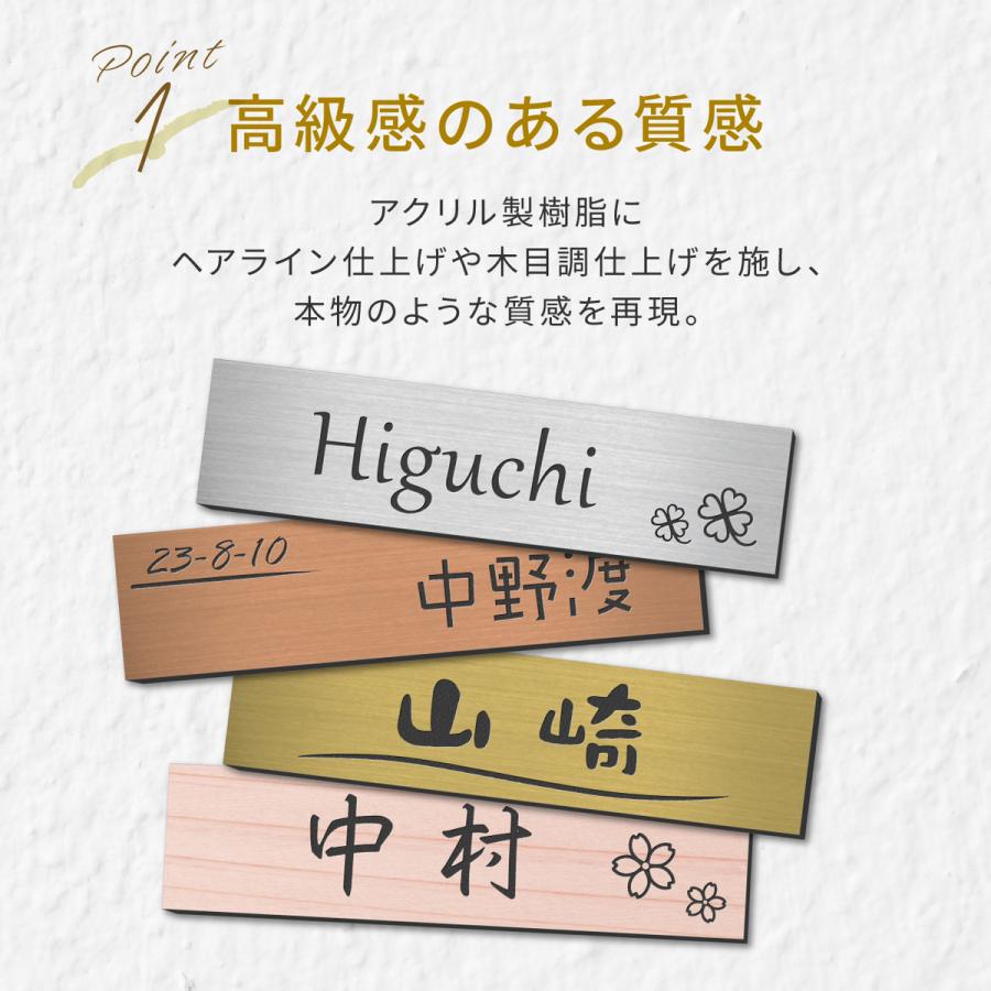 かたちラボ 表札 小さい 防水 120×30 S 真鍮風 ゴールド (名入れ無料 1