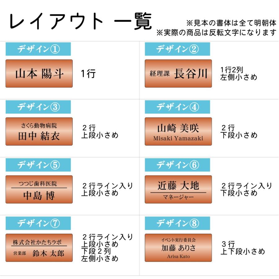 かたちラボ 反転文字 名札 ネームプレート 銅板風 ブロンズ 名入れ無料
