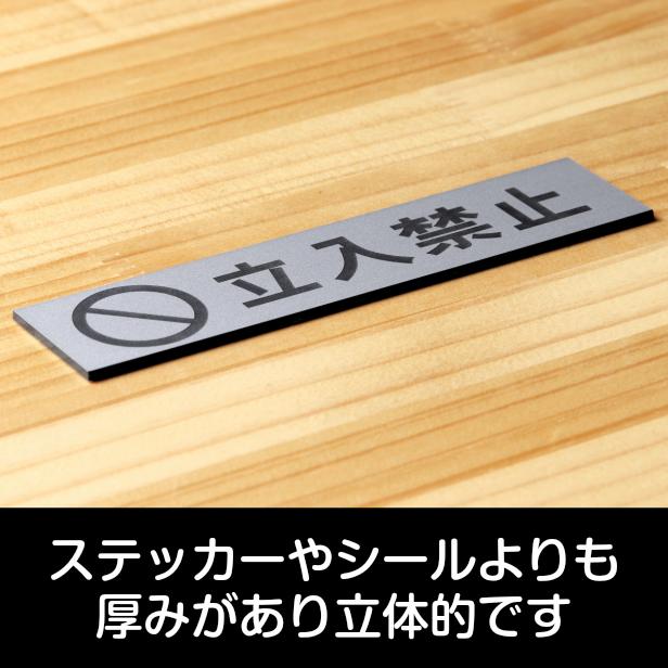 かたちラボ 立入禁止 マーク付き サインプレート ステンレス調