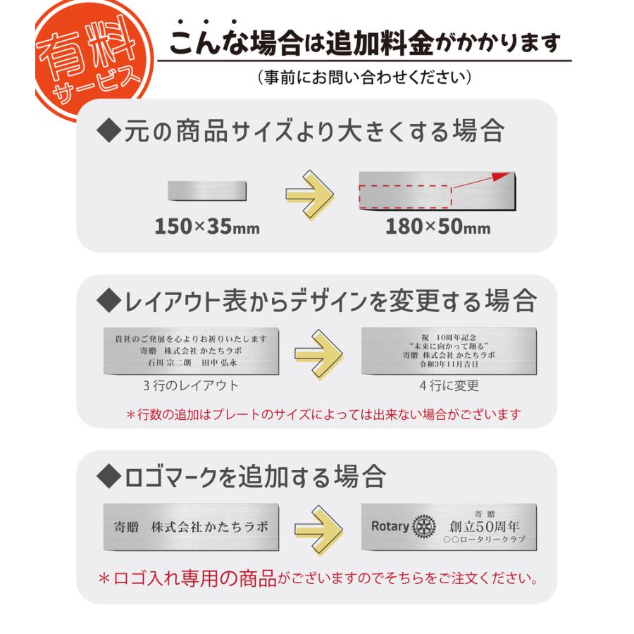 かたちラボ 寄贈プレート LL 450×120 ステンレス調 シルバー 大きい 名