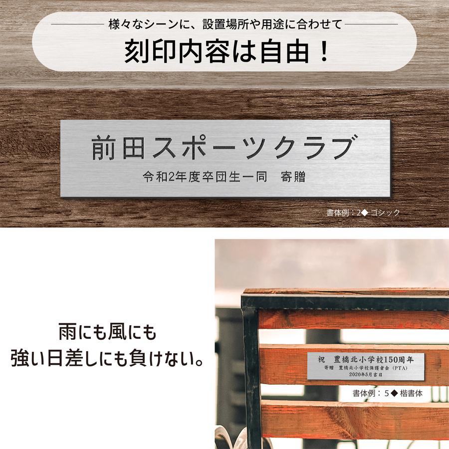 かたちラボ 寄贈プレート LL 450×120 ステンレス調 シルバー 大きい 名