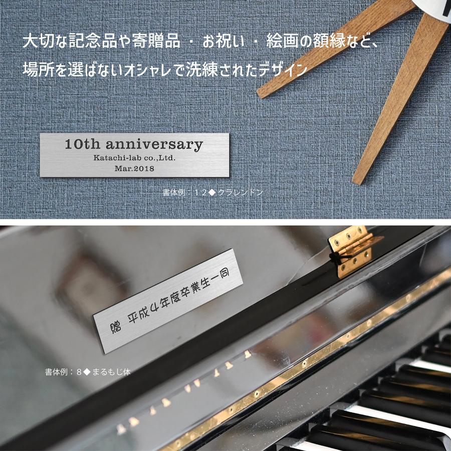 かたちラボ 寄贈プレート LL 450×120 ステンレス調 シルバー 大きい 名