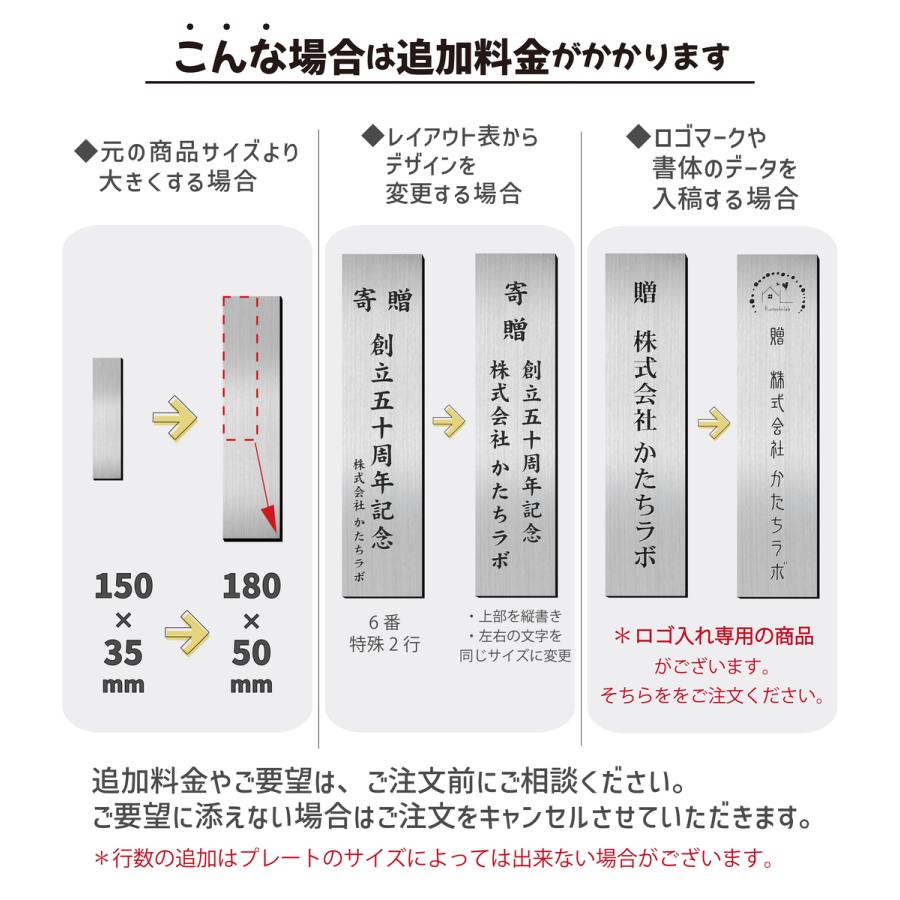かたちラボ 寄贈プレート 縦型 LL 450×120 ステンレス調
